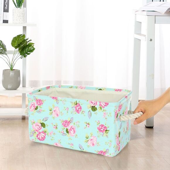 Foldable Storage Baskets with Handles Storage Bins Clothes Organizers Floral - Picture 6 of 6